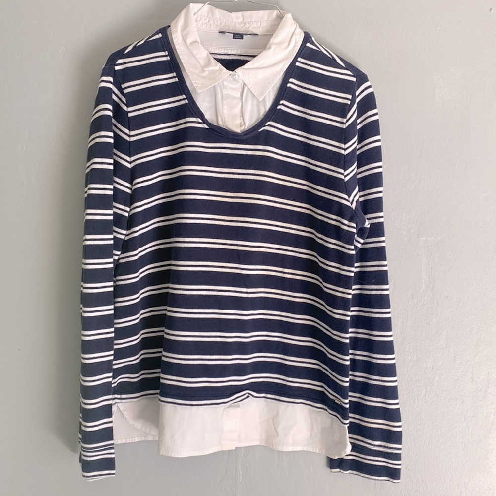 Large Navy Striped Tommy Hilfiger Long Sleeve